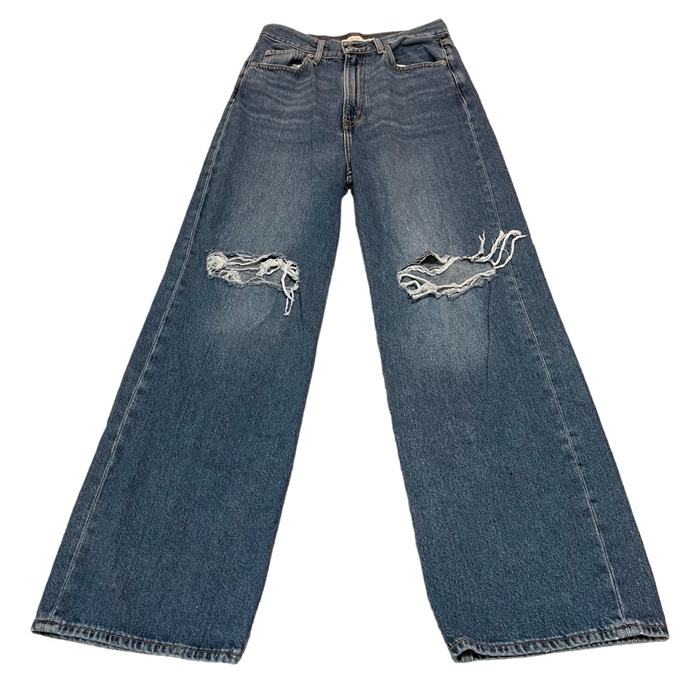 Levi’s Premium High Loose Y2k Ripped Wide leg Blue Jeans Women’s Size 28